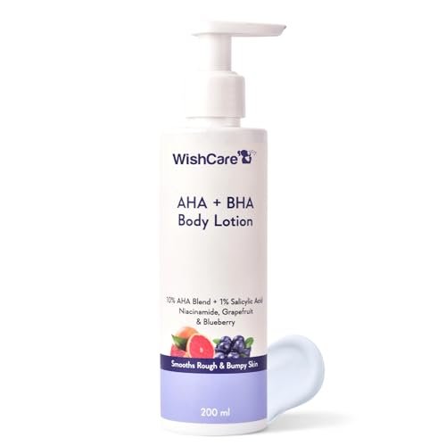 WishCare 10% AHA + 1% BHA Body Lotion for Men & Women - Exfoliating Body Lotion for Dry Skin, Detans, Smooths Rough & Bumpy Skin - 200ml - görsel 2