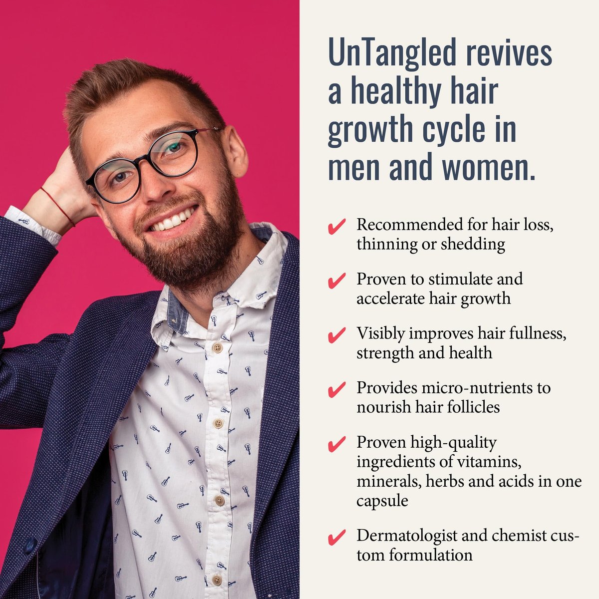 UnTangled Hair Vitamins - Collagen & Biotin Supplement for Thicker, Faster Hair Growth (60-Day Supply) Avelisse