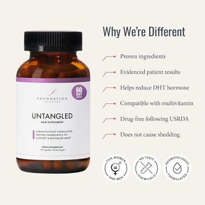 UnTangled Hair Vitamins - Collagen & Biotin Supplement for Thicker, Faster Hair Growth (60-Day Supply) Avelisse