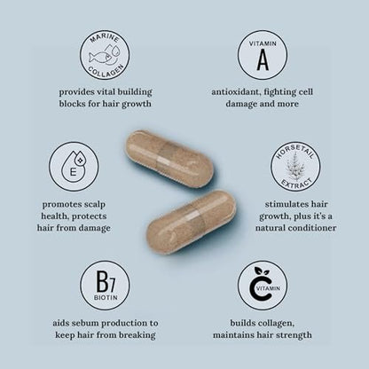 UnTangled Hair Vitamins - Collagen & Biotin Supplement for Thicker, Faster Hair Growth (60-Day Supply) Avelisse