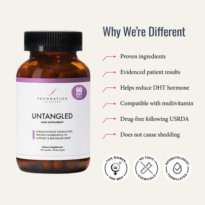 UnTangled Hair Vitamins - Collagen & Biotin Supplement for Thicker, Faster Hair Growth (60-Day Supply) Avelisse