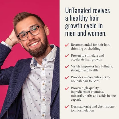 UnTangled Hair Vitamins - Collagen & Biotin Supplement for Thicker, Faster Hair Growth (60-Day Supply) Avelisse
