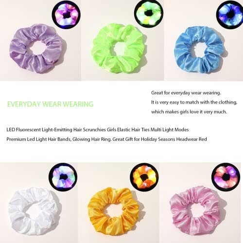 LED Scrunchies 6 Pack - Light Up Glow Hairbands with 3 Modes for Women Girls Parties Festivals - görsel 6