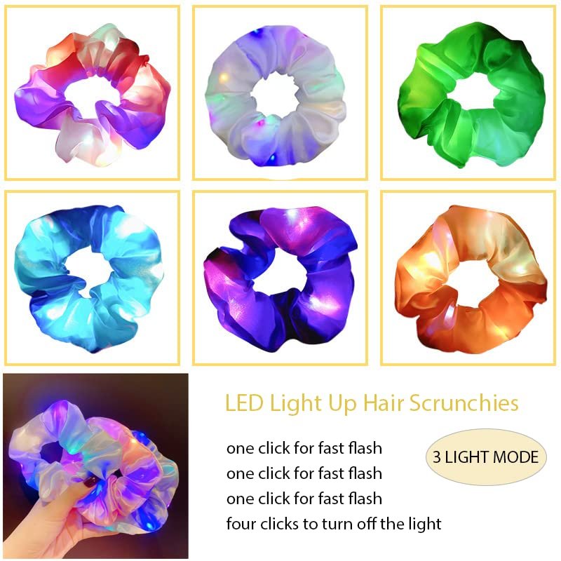 LED Scrunchies 6 Pack - Light Up Glow Hairbands with 3 Modes for Women Girls Parties Festivals - görsel 11