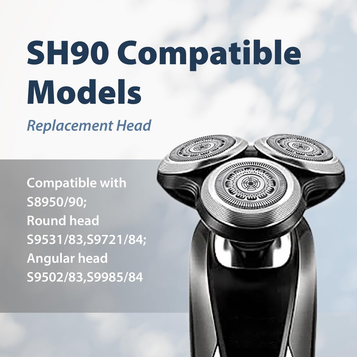 SH90 Replacement Rotary Heads for Philips Norelco Series 9000 - Double-Layer Precision Blades with Metal Wheel Buckle Upgrade Avelisse