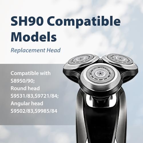SH90 Replacement Rotary Heads for Philips Norelco Series 9000 - Double-Layer Precision Blades with Metal Wheel Buckle Upgrade Avelisse
