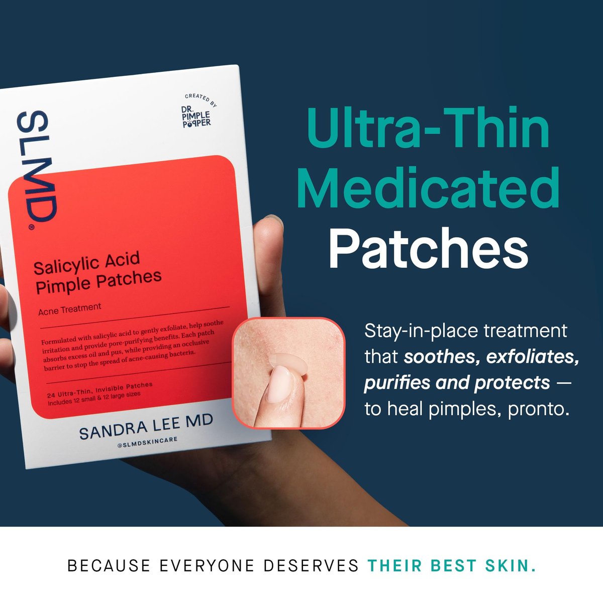 SLMD Salicylic Acid Pimple Patches – 24 Count, 2 Sizes – Treat Acne & Dark Spots by Dr. Pimple Popper Avelisse