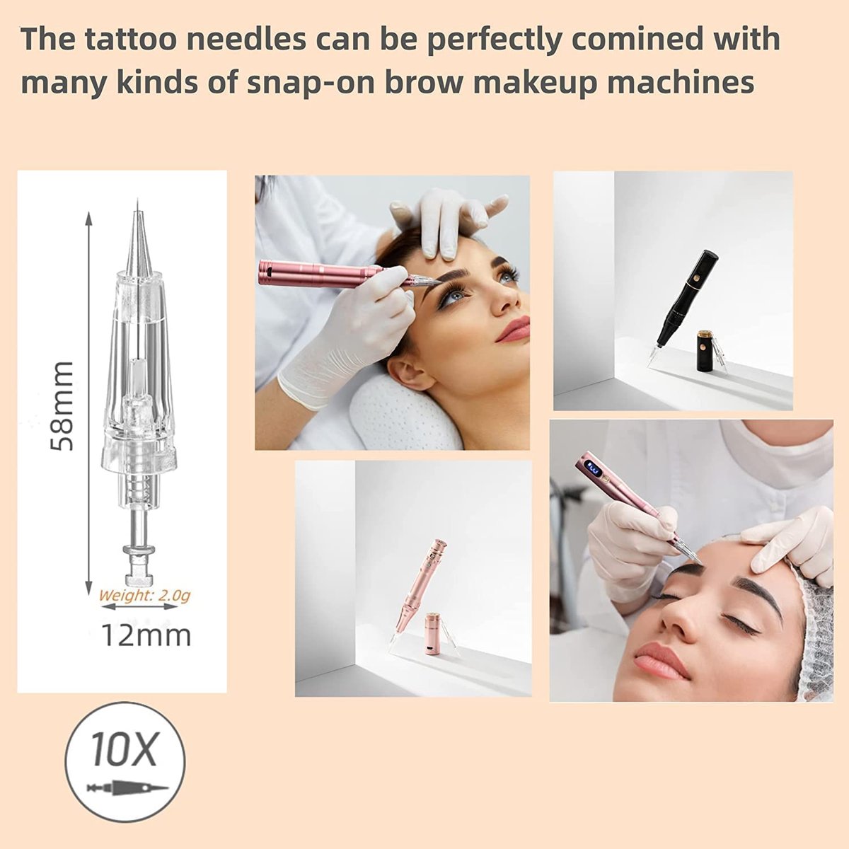 Whalrace PMU Needles 10 Pack - 5R/5P Disposable Microblading Needles for Eyebrows, Eyeliners, Lip Tinting - görsel 5