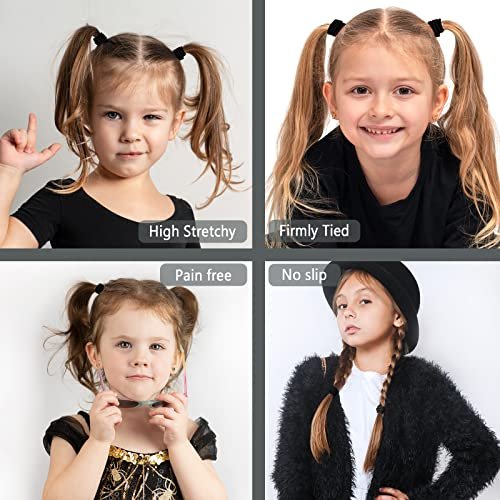 ADRIONE Black Hair Ties for Women, Girls, Kids & Men - 280 Bulk Pack, 4mm Ponytail Holders, Non Slip & No Damage Hair Elastic Bands for Thick, Medium, Thin, Fine, Short Hair - görsel 12