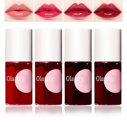 4 Colors Lip Tint Stain Set – Watery Lip Tint Mini Liquid Matte Lipstick, Long Lasting & Waterproof, Moisturizing Natural Lip Gloss, Multi-Use Lip and Cheek Tint, Lightweight Non-Sticky