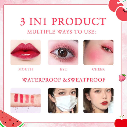 4 Colors Lip Tint Stain Set – Watery Lip Tint Mini Liquid Matte Lipstick, Long Lasting & Waterproof, Moisturizing Natural Lip Gloss, Multi-Use Lip and Cheek Tint, Lightweight Non-Sticky