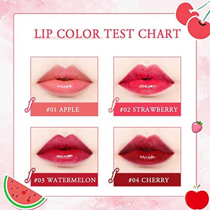 4 Colors Lip Tint Stain Set – Watery Lip Tint Mini Liquid Matte Lipstick, Long Lasting & Waterproof, Moisturizing Natural Lip Gloss, Multi-Use Lip and Cheek Tint, Lightweight Non-Sticky