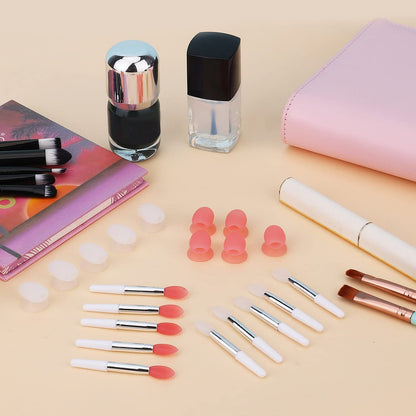 10-Piece Silicone Lip Brushes with Covers - Reusable Lip Applicators for Lipstick, Gloss & Balm, Pink and White, by KINBOM