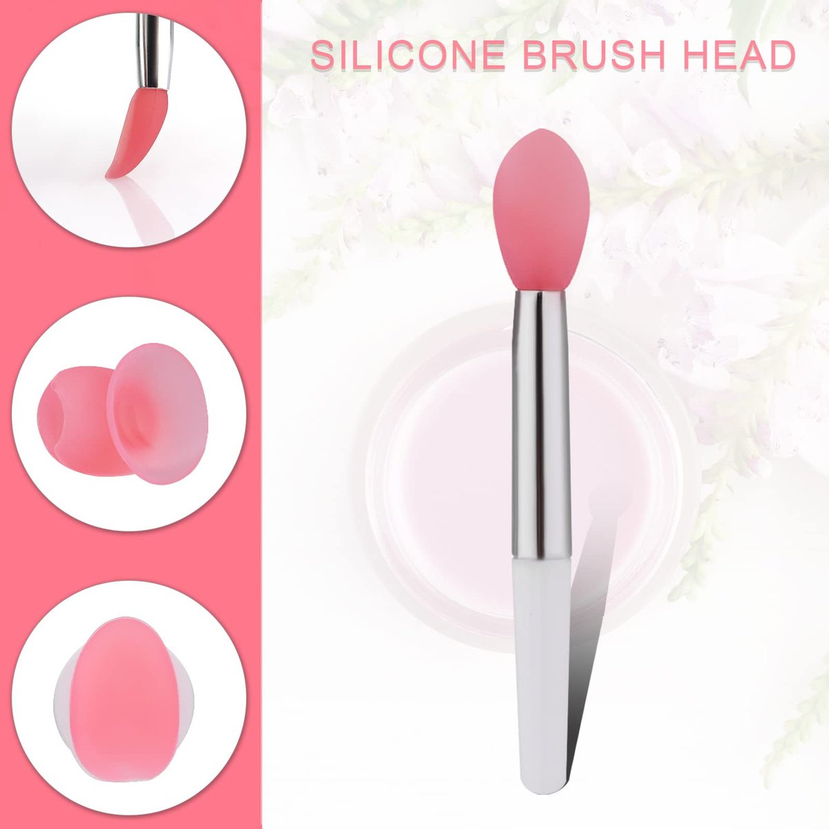10-Piece Silicone Lip Brushes with Covers - Reusable Lip Applicators for Lipstick, Gloss & Balm, Pink and White, by KINBOM - görsel 7