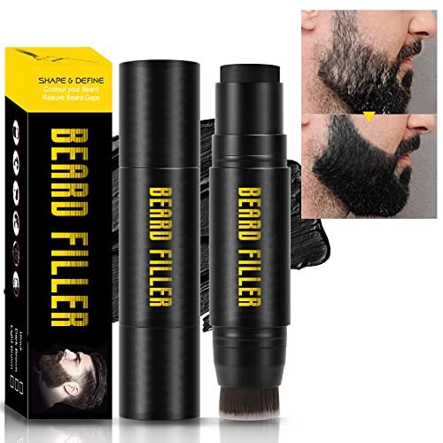 NewBang Beard Filler 2-in-1 Filling Stick and Brush for Men - Waterproof Long-Lasting Natural Finish, Enhances Facial Hair and Moustache Makeup (Black) - görsel 2