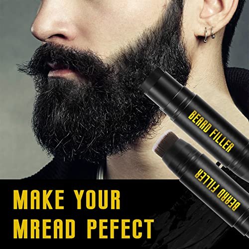NewBang Beard Filler 2-in-1 Filling Stick and Brush for Men - Waterproof Long-Lasting Natural Finish, Enhances Facial Hair and Moustache Makeup (Black) - görsel 4