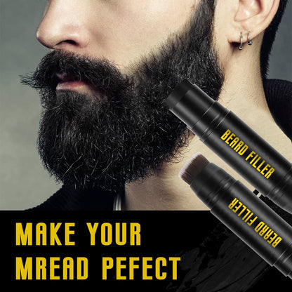 NewBang Beard Filler 2-in-1 Filling Stick and Brush for Men - Waterproof Long-Lasting Natural Finish, Enhances Facial Hair and Moustache Makeup (Black)