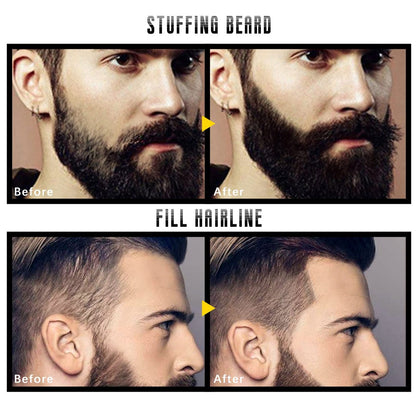 NewBang Beard Filler 2-in-1 Filling Stick and Brush for Men - Waterproof Long-Lasting Natural Finish, Enhances Facial Hair and Moustache Makeup (Black)