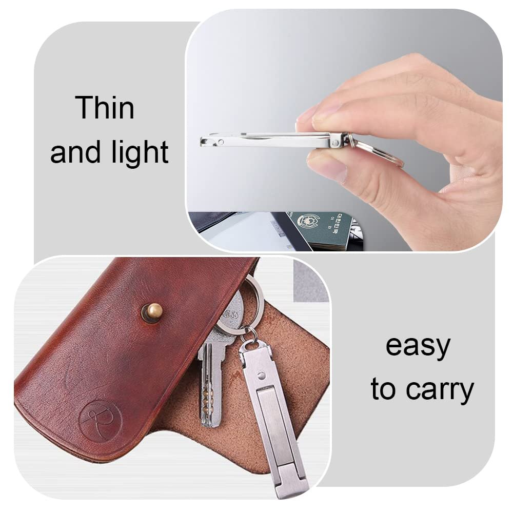 Haisiboya Heavy Duty Nail Clippers with Keychain - Professional Folding Nail Cleaner for Thick Toenails & Fingernails, Men & Women, Silver Metal - görsel 9