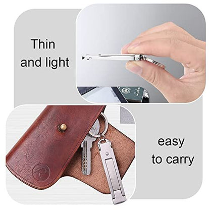 Haisiboya Heavy Duty Nail Clippers with Keychain - Professional Folding Nail Cleaner for Thick Toenails & Fingernails, Men & Women, Silver Metal