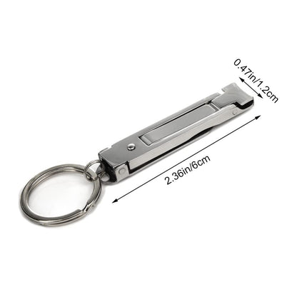 Haisiboya Heavy Duty Nail Clippers with Keychain - Professional Folding Nail Cleaner for Thick Toenails & Fingernails, Men & Women, Silver Metal