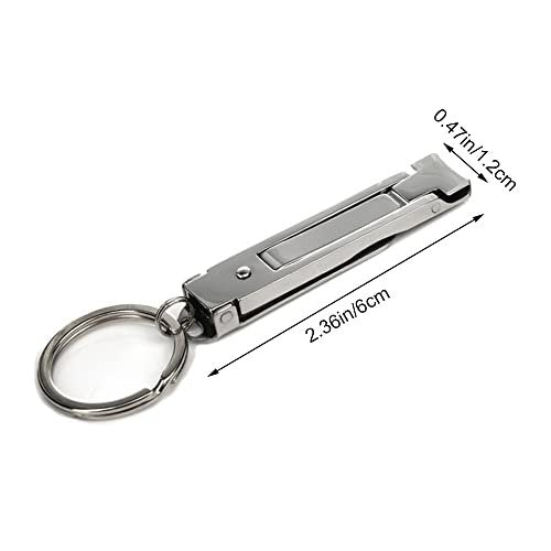 Haisiboya Heavy Duty Nail Clippers with Keychain - Professional Folding Nail Cleaner for Thick Toenails & Fingernails, Men & Women, Silver Metal - görsel 4