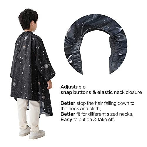 PERFEHAIR Kids Hair Cutting Cape with Sleeves - Black Space Printing, Professional Salon or Home Haircut Cape for Boys & Girls Avelisse