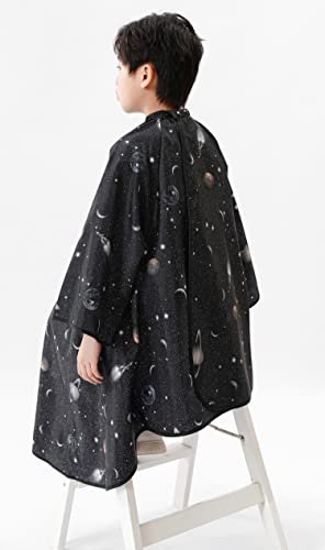 PERFEHAIR Kids Hair Cutting Cape with Sleeves - Black Space Printing, Professional Salon or Home Haircut Cape for Boys & Girls Avelisse