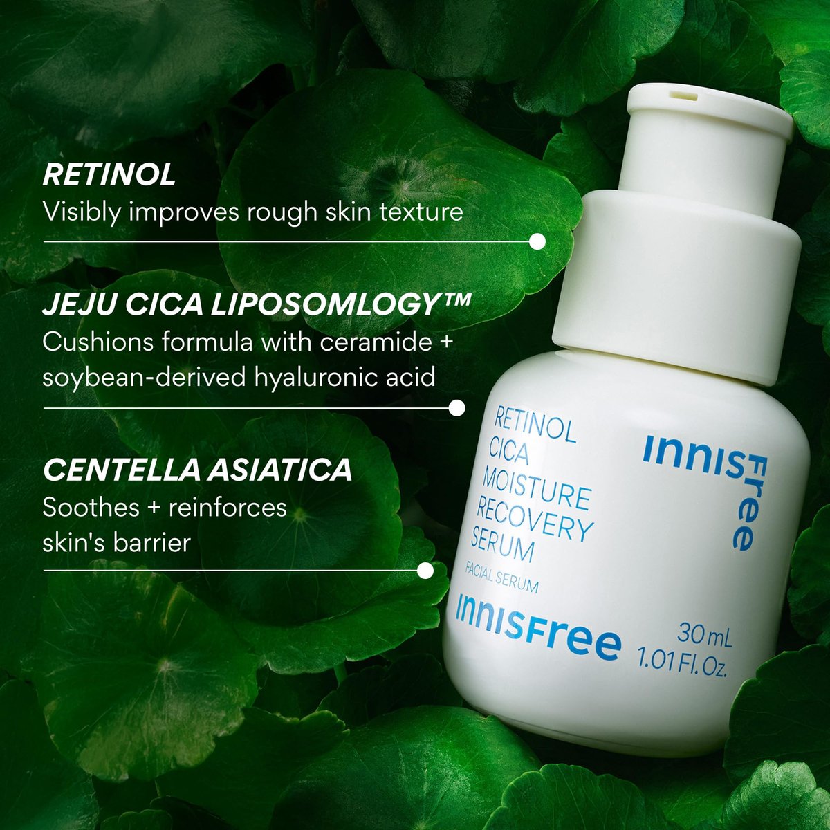 innisfree Retinol Cica Serum with Salicylic Acid - Korean Moisture Recovery Treatment for Beginners, 1.01 Fl Oz Avelisse