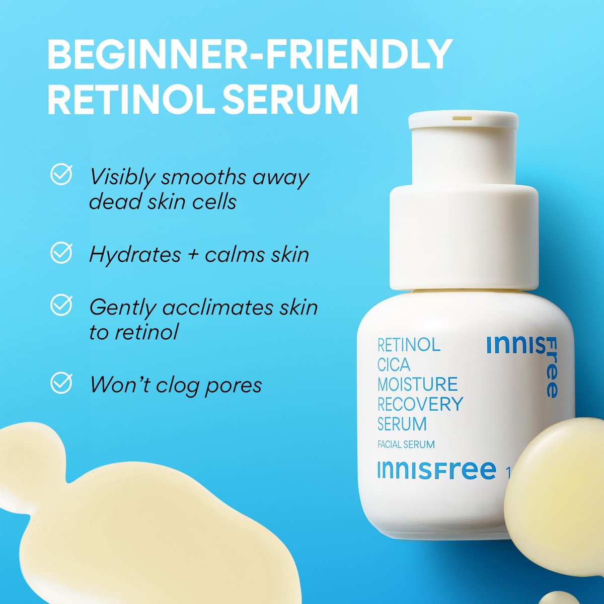 innisfree Retinol Cica Serum with Salicylic Acid - Korean Moisture Recovery Treatment for Beginners, 1.01 Fl Oz Avelisse