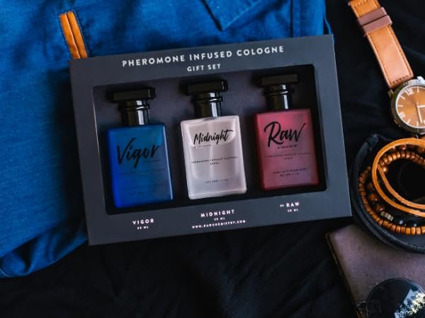 RawChemistry Pheromone Cologne Gift Set for Men - 3x1 Fl Oz Bottles, Long-Lasting Scent Avelisse