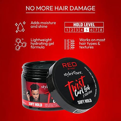 RED by Kiss X Bow Wow Styler Fixer Twist Curl Gel – Soft Hold for Afro Hair, Coconut Scent, 1 oz
