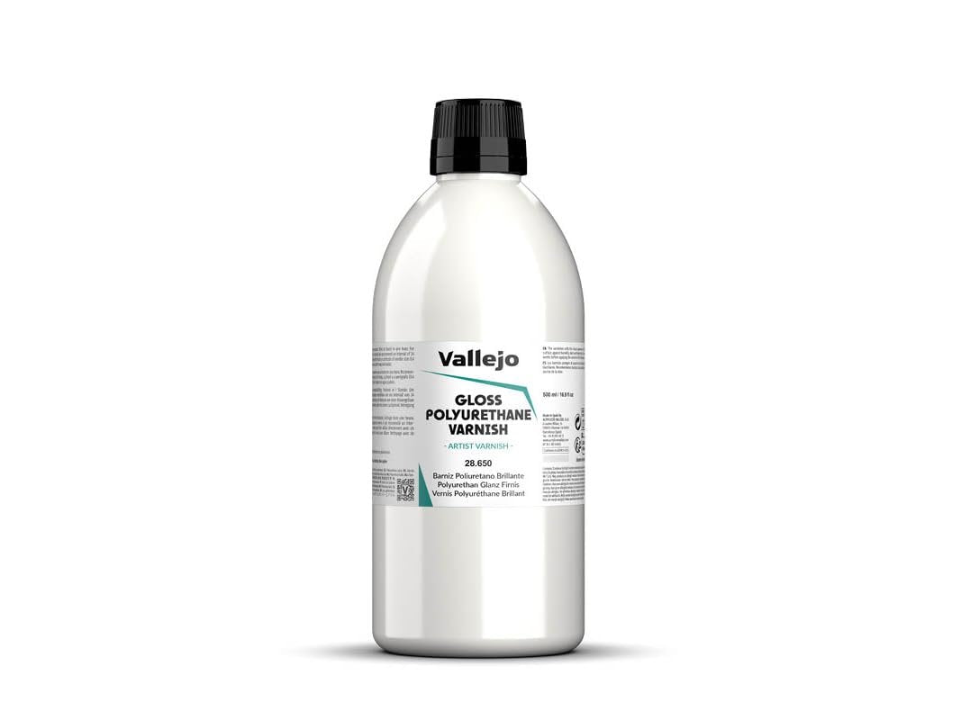 Vallejo 28650 Polyurethane Permanent Varnish Gloss (500ml) - High-Gloss Protective Finish - görsel 1