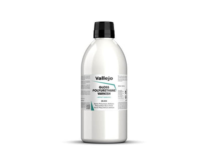 Vallejo 28650 Polyurethane Permanent Varnish Gloss (500ml) - High-Gloss Protective Finish