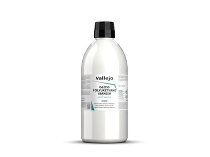 Vallejo 28650 Polyurethane Permanent Varnish Gloss (500ml) - High-Gloss Protective Finish