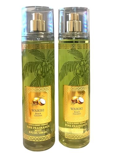 Bath & Body Works Waikiki Beach Coconut Fine Fragrance Mist Gift Set - Value Pack of 2, 8 Fl Oz Total Avelisse