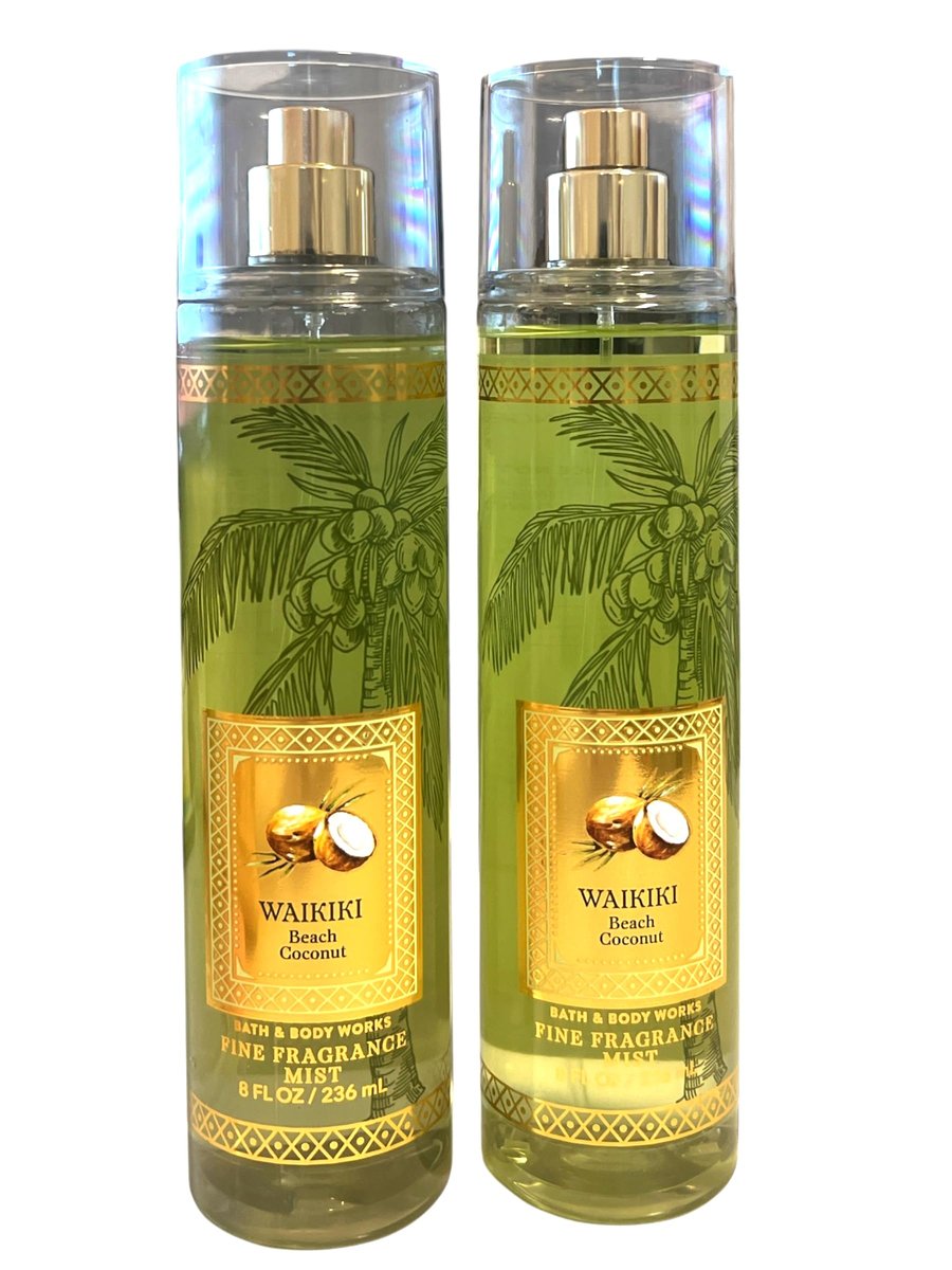 Bath & Body Works Waikiki Beach Coconut Fine Fragrance Mist Gift Set - Value Pack of 2, 8 Fl Oz Total Avelisse
