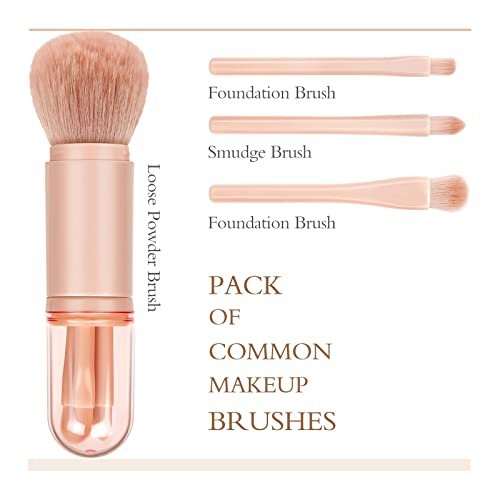 Blavvennt 4-in-1 Travel Makeup Brush Set: Retractable Mini Foundation, Blending & Eye Shadow Brushes for Women - görsel 6