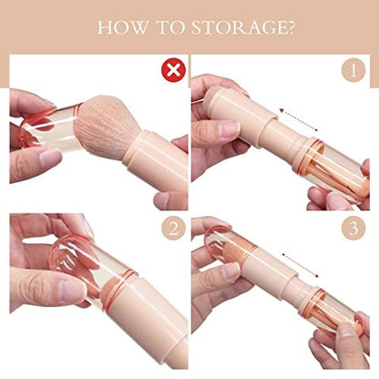 Blavvennt 4-in-1 Travel Makeup Brush Set: Retractable Mini Foundation, Blending & Eye Shadow Brushes for Women