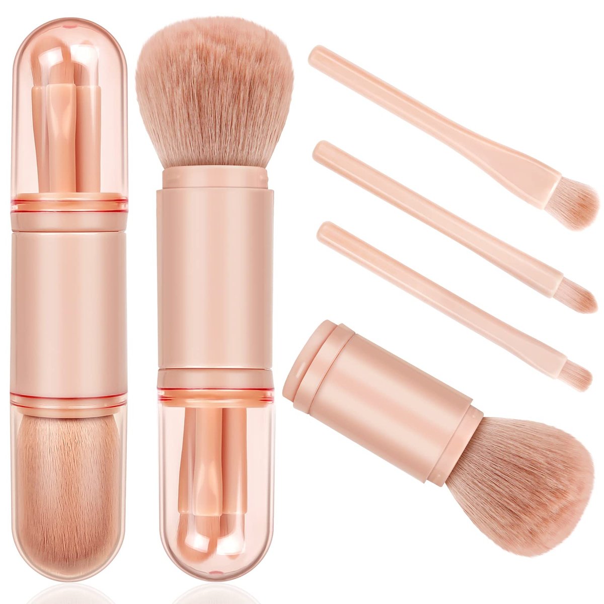 Blavvennt 4-in-1 Travel Makeup Brush Set: Retractable Mini Foundation, Blending & Eye Shadow Brushes for Women - görsel 1