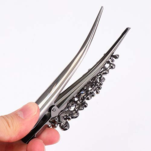 Kichvoe Vintage Metal Alligator Hair Clip - Blue Rhinestone Duckbill Design for Women and Girls - görsel 8