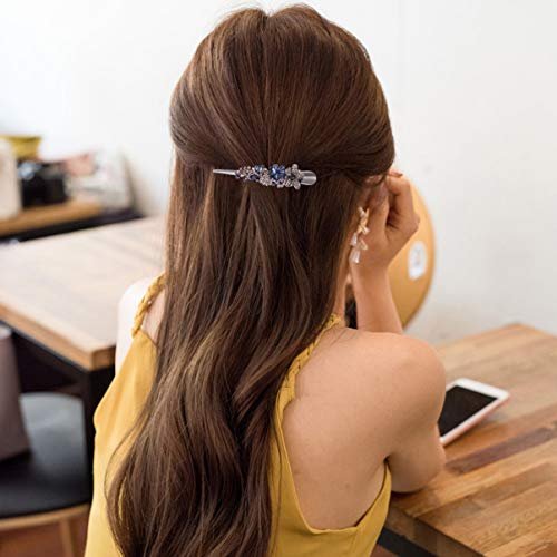 Kichvoe Vintage Metal Alligator Hair Clip - Blue Rhinestone Duckbill Design for Women and Girls - görsel 6