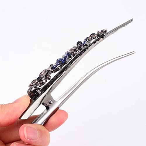 Kichvoe Vintage Metal Alligator Hair Clip - Blue Rhinestone Duckbill Design for Women and Girls - görsel 10