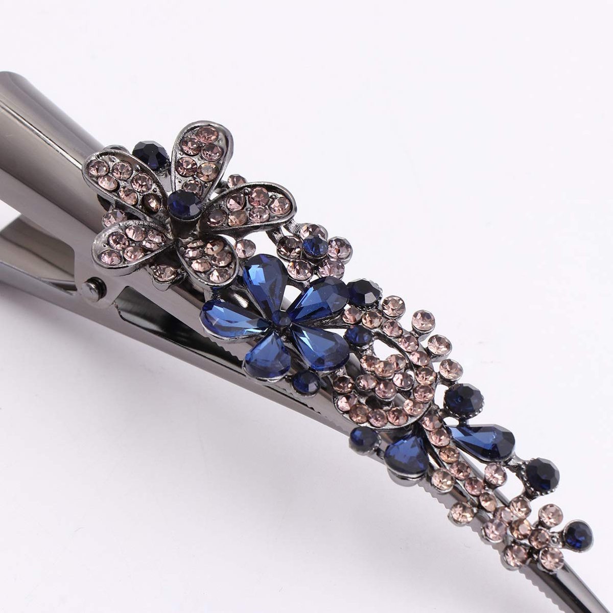 Kichvoe Vintage Metal Alligator Hair Clip - Blue Rhinestone Duckbill Design for Women and Girls - görsel 11