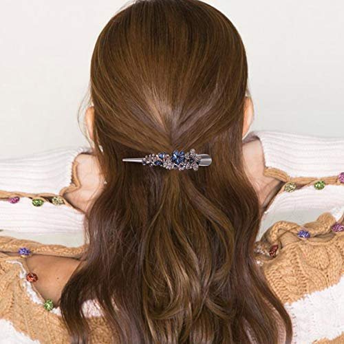 Kichvoe Vintage Metal Alligator Hair Clip - Blue Rhinestone Duckbill Design for Women and Girls - görsel 4