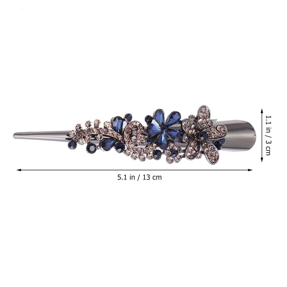 Kichvoe Vintage Metal Alligator Hair Clip - Blue Rhinestone Duckbill Design for Women and Girls - görsel 13