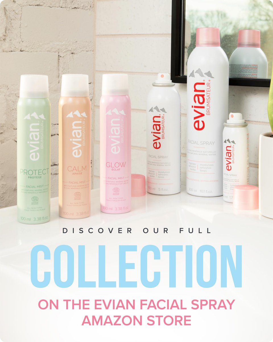Evian Facial Spray 5 oz Duo - Hydrating Mineral Water Mist for Face & Skin, Refreshes Makeup, Sets & Tones, Daily Skincare Lightweight Moisturizer Mist (Twin Pack) Avelisse