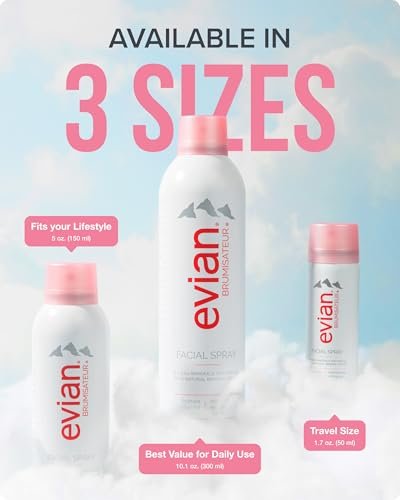 Evian Facial Spray 5 oz Duo - Hydrating Mineral Water Mist for Face & Skin, Refreshes Makeup, Sets & Tones, Daily Skincare Lightweight Moisturizer Mist (Twin Pack) Avelisse