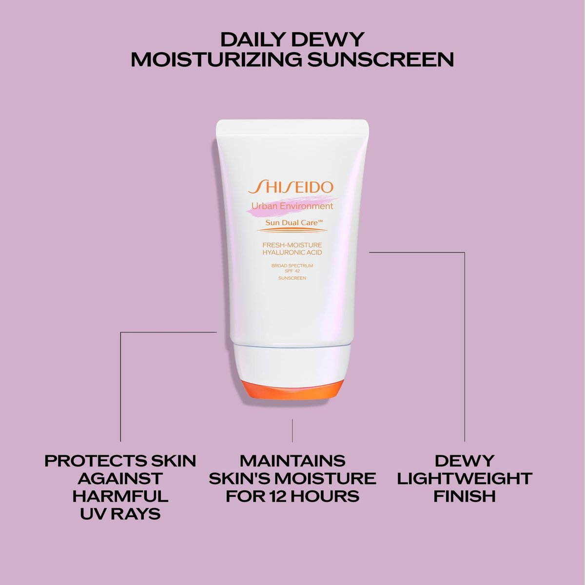 Shiseido Urban Environment Fresh-Moisture Sunscreen SPF 42 - 50 mL - UVA/UVB Protection, 12-Hour Hydration, Water Resistant 40 min, Non-Comedogenic Avelisse