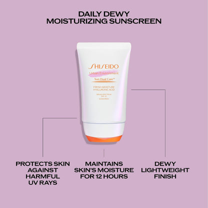 Shiseido Urban Environment Fresh-Moisture Sunscreen SPF 42 - 50 mL - UVA/UVB Protection, 12-Hour Hydration, Water Resistant 40 min, Non-Comedogenic Avelisse